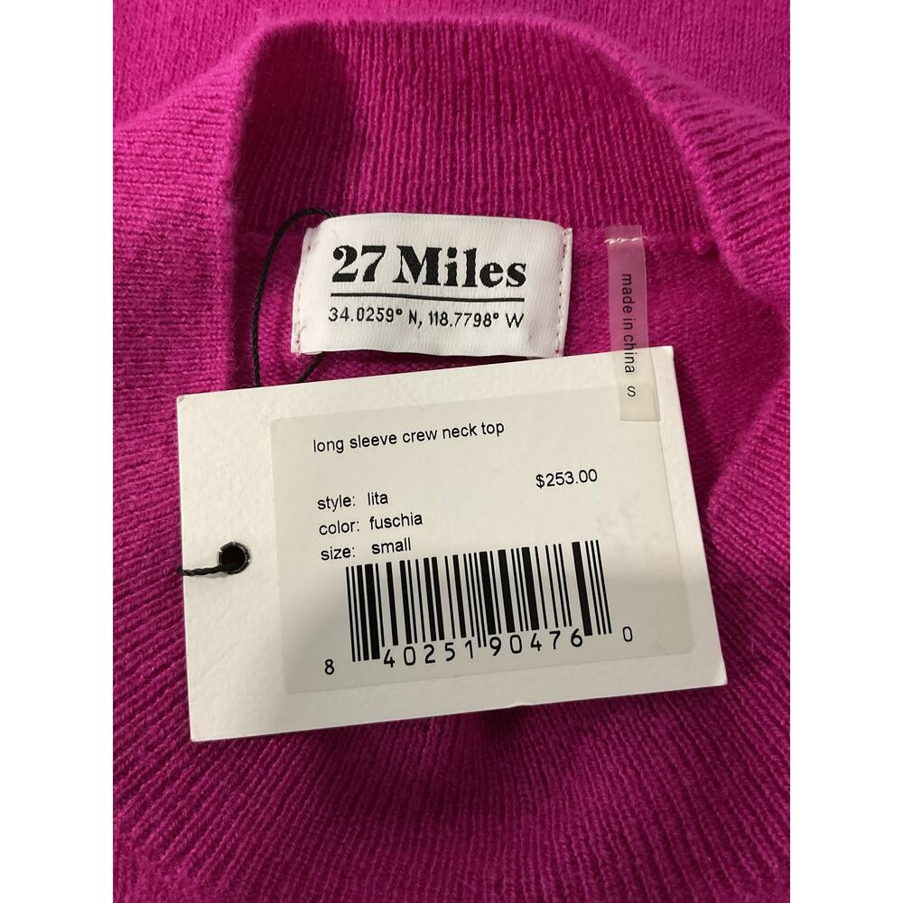 27 Miles Malibu Cashmere Fuchsia Lita Sweater Size S NWT - Picture 4 of 6